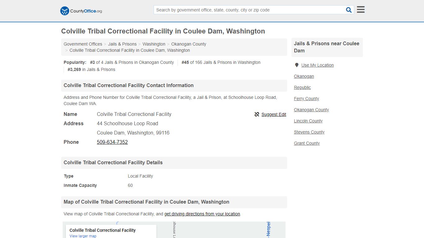 Colville Tribal Correctional Facility - Coulee Dam, WA ...